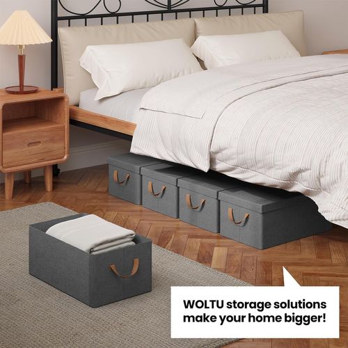 Lot De 6 Boîte De Rangement Avec Couvercle,coffre De Rangement En Tissu Non Tissé,48x29x20cm,gris