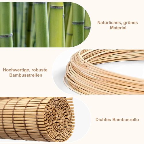 Store Enrouleur Bambou,store Vénitien En Bambou,tirage Latéral,store Occultant,marron,120x160cm