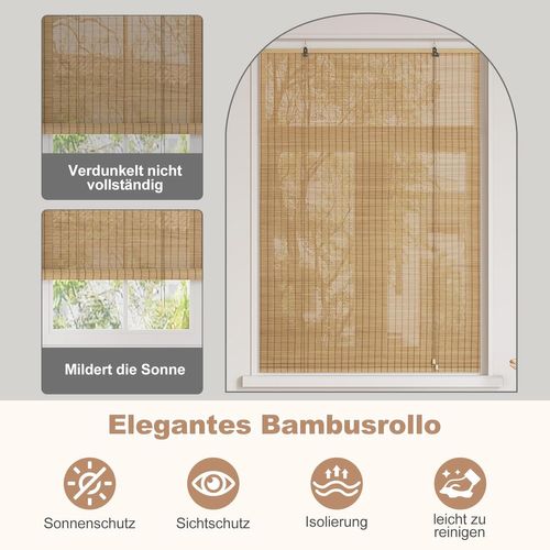 Store Enrouleur Bambou,store Vénitien En Bambou,tirage Latéral,store Occultant,marron,140x160cm