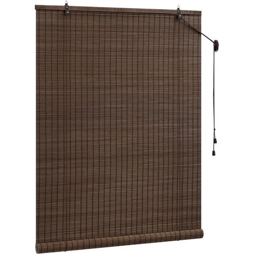 Store Enrouleur,store Vénitien En Bambou,tirage Latéral,store Occultant,marron Foncé,80x160cm