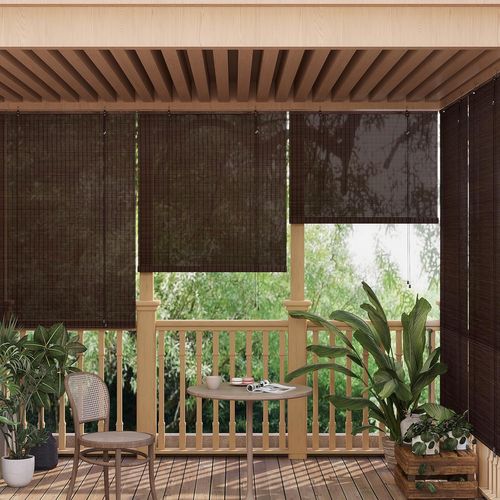 Store Enrouleur,store Vénitien En Bambou,tirage Latéral,store Occultant,marron Foncé,100x160cm