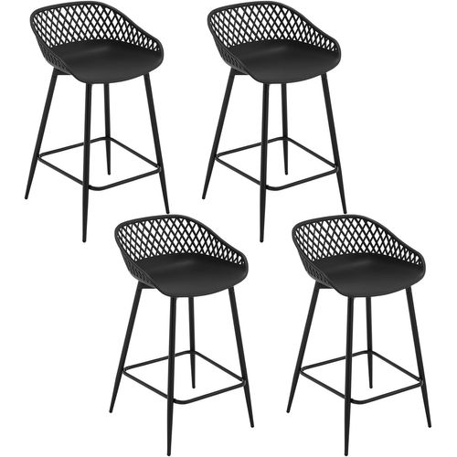 Lot De 4 Tabourets De Bar Haut,Tabourets Extérieur Jardin Avec Siège Plastique,Pieds En Métal,Noir