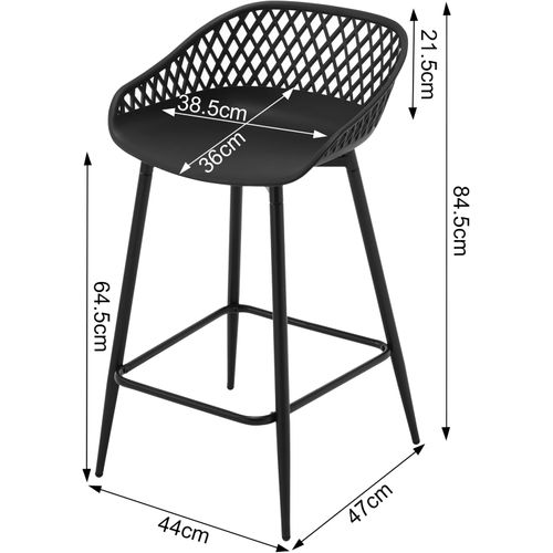 Lot De 6 Tabourets De Bar Haut,Tabourets Extérieur Jardin Avec Siège Plastique,Pieds En Métal,Noir