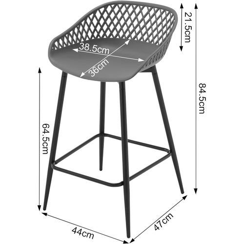 Lot De 6 Tabourets De Bar Haut,Tabourets Extérieur Jardin Avec Siège Plastique,Pieds En Métal,Gris