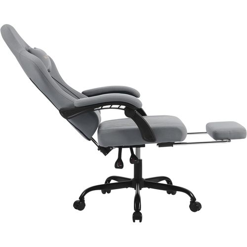 Chaise Gaming Massante, Fauteuil Gamer, Avec Soutien Lombaire Massant, Tissu Maille, Gris+Jaune