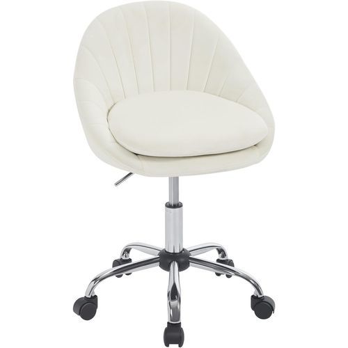 Chaise Bureau,Chaise Coiffeuse Rembourré Avec Double Coussin,Pivotante,Réglable,En Velours,Beige