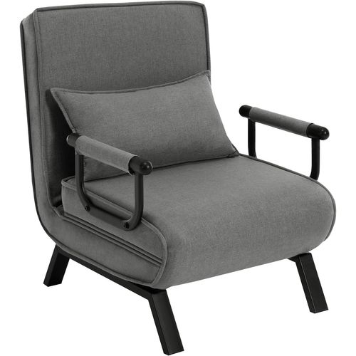 Fauteuil Lit Convertible 3 En 1, Fauteuil Salon, Avec Dossier Réglable En 5 Positions, Gris Foncé