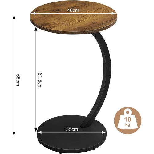 Table D'appoint En Forme C,table Basse Ronde,avec Structure En Métal Et Plateau Mdf,bois Vintage