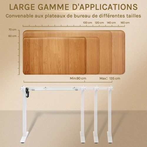Bureau Assis Debout Électrique, Bureau Réglable En Hauteur, Avec 4 Hauteurs De Mémoire, Blanc
