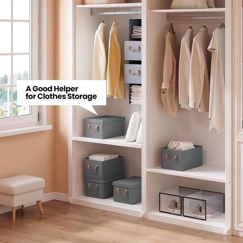 2 Boîtes De Rangement En Tissu Avec Couvercle - 30x20x14 Cm - Pliables, Lavables Et Sécurisées - 5
