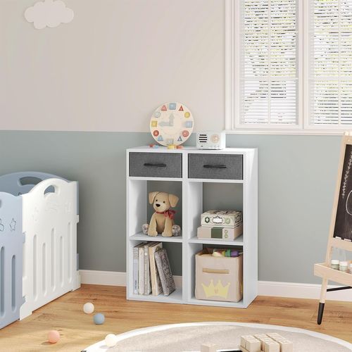 Bibliothèque, Meuble De Rangement à 3 Niveaux Avec Tiroir, Étagère Cubique Ouverte, Blanc