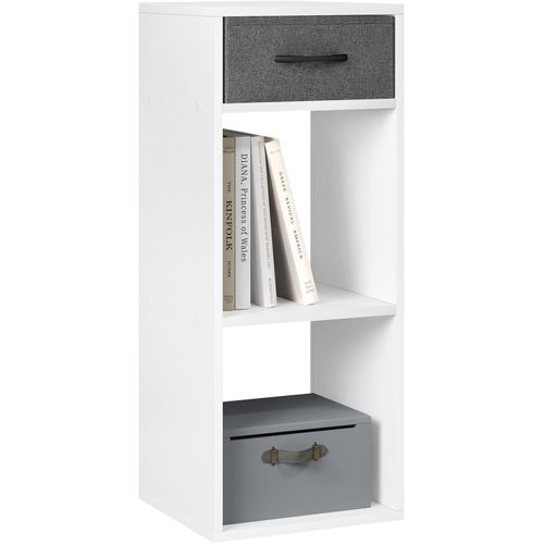 Bibliothèque, Meuble De Rangement à 3 Niveaux Avec Tiroir, Étagère Cubique Ouverte, Blanc