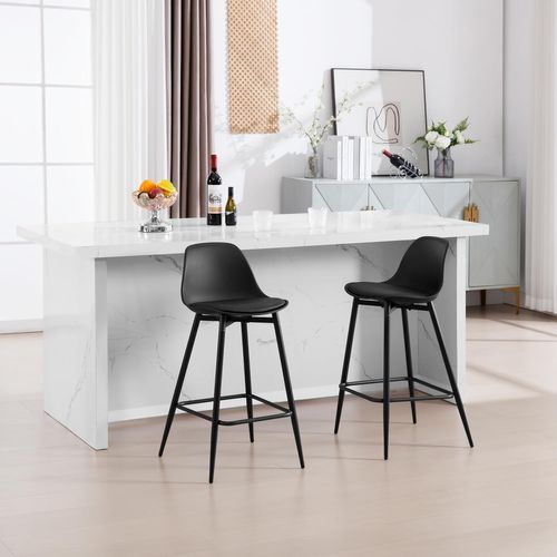 Lot De 4 Tabourets De Bar,Avec Dossier Et Repose-pieds,Siège Rembourré En Pp Et Cadre En Métal,Noir