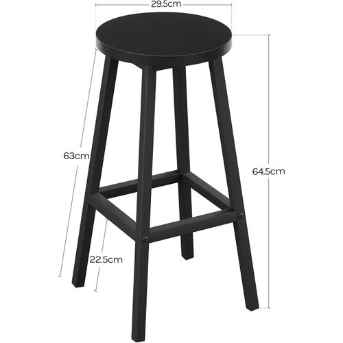 Lot De 6 Tabouret De Bar, Chaise Haute Cuisine, Siège En Bois D'ingénierie,Structure En Métal,Noir