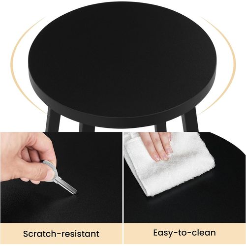 Lot De 6 Tabouret De Bar, Chaise Haute Cuisine, Siège En Bois D'ingénierie,Structure En Métal,Noir