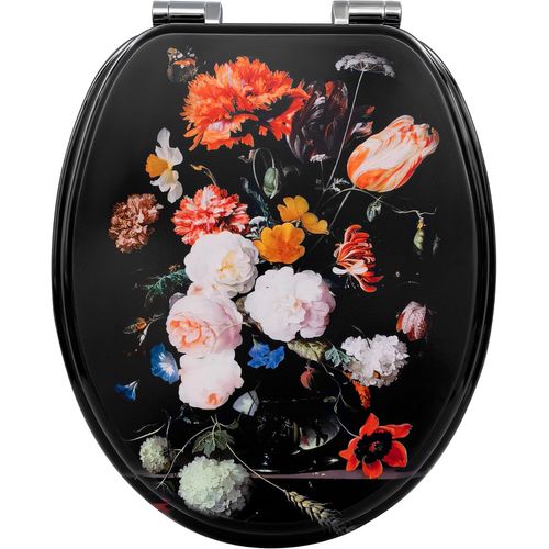 Abattant Wc Avec Frein De Chute,en Forme O,en Mdf,dégagement Rapide,montage Par Le Haut,avec Motif