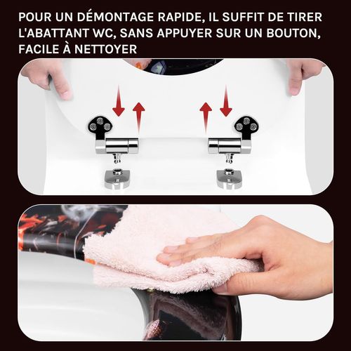 Abattant Wc Avec Frein De Chute,en Forme O,en Mdf,dégagement Rapide,montage Par Le Haut,avec Motif