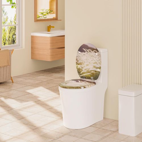 Abattant Wc Avec Frein De Chute,en Forme O,en Mdf,dégagement Rapide,montage Par Le Haut,avec Motif