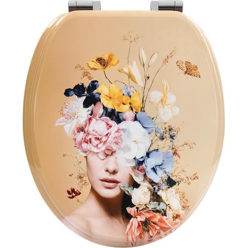 Abattant Wc Avec Frein De Chute,en Forme O,en Mdf,dégagement Rapide,montage Par Le Haut,avec Motif