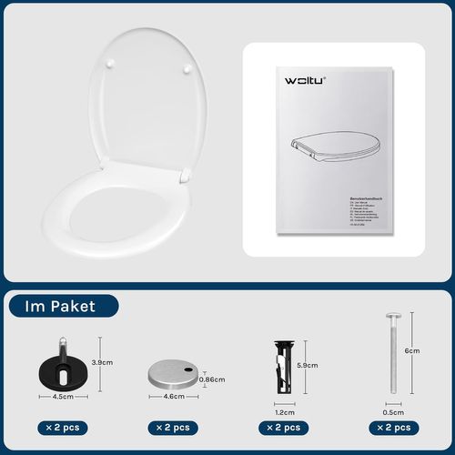 Abattant Wc, Siège De Wc Avec Frein De Chute, Fermeture Douceur, En Forme De O, En Duroplast, Blanc