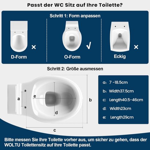 Abattant Wc, Siège De Wc Avec Frein De Chute, Fermeture Douceur, En Forme De O, En Duroplast, Blanc