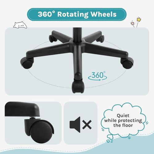 Chaise De Bureau Pour Enfants, Chaise D'ordinateur à Roulettes, Pivotante,Hauteur Réglable,Turquoise