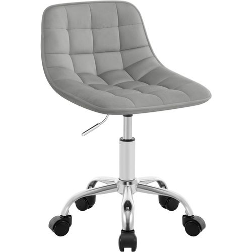 Chaise Bureau, Tabouret Coiffeuse, Pivotante, Hauteur Réglable, Rembourrée En Velours, Gris Clair