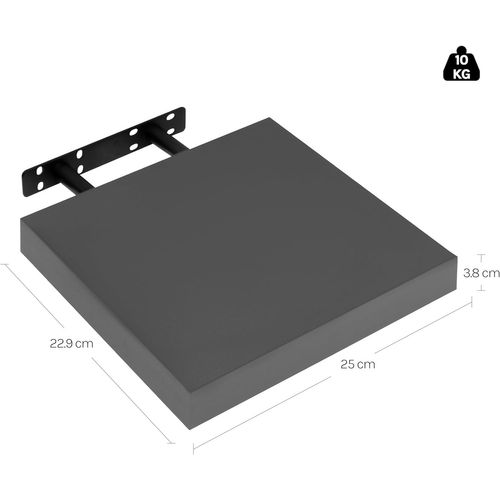 Lot De 2 Étagère Murale, Étagère Suspendue, Étagère Flottante En Mdf, 25x22.9x3.8cm, Gris Foncé