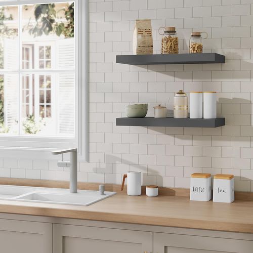 Lot De 2 Étagère Murale, Étagère Suspendue, Étagère Flottante En Mdf, 25x22.9x3.8cm, Gris Foncé