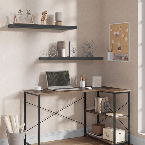 Lot De 2 Étagère Murale, Étagère Suspendue, Étagère Flottante En Mdf, 25x22.9x3.8cm, Gris Foncé