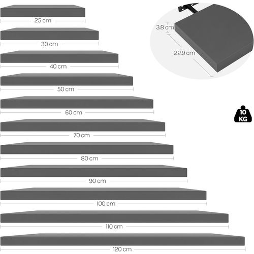 Lot De 2 Étagère Murale, Étagère Suspendue, Étagère Flottante En Mdf, 25x22.9x3.8cm, Gris Foncé