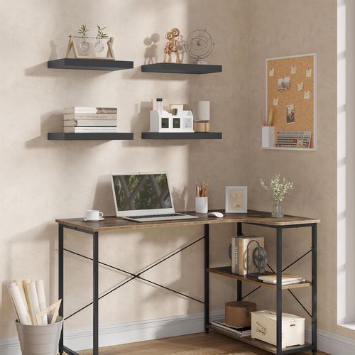 Lot De 4 Étagère Murale, Étagère Suspendue, Étagère Flottante En Mdf, 25x22.9x3.8cm, Gris Foncé