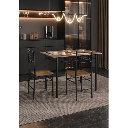 Table à Manger Avec 4 Chaises, Ensemble Table Et 4 Chaises , En Mdf Et Métal, Marron Rustique + Noir
