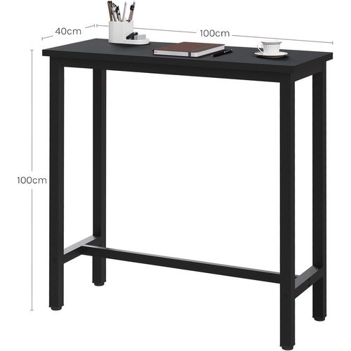 Table De Bar, Table à Manger, Structure En Métal, Plateau En Aggloméré, 100x40x100cm, Noir