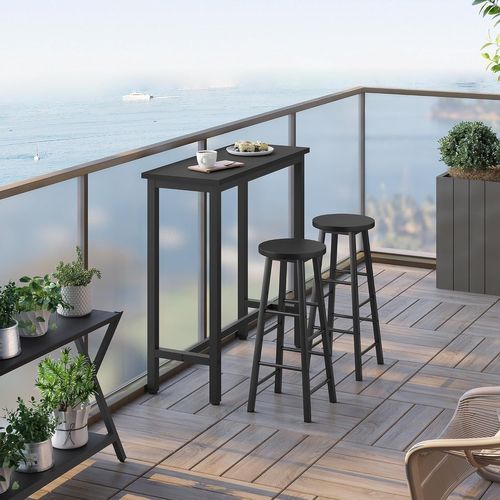 Table De Bar, Table à Manger, Structure En Métal, Plateau En Aggloméré, 100x40x100cm, Noir