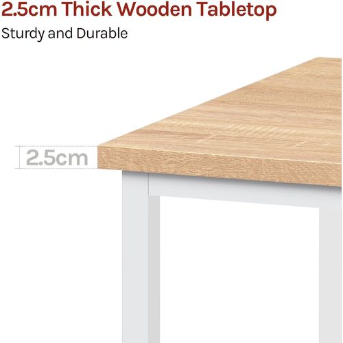 Table Bar, Table Haute Cuisine, Mange Debout, Structure En Métal, Chêne Clair + Blanc