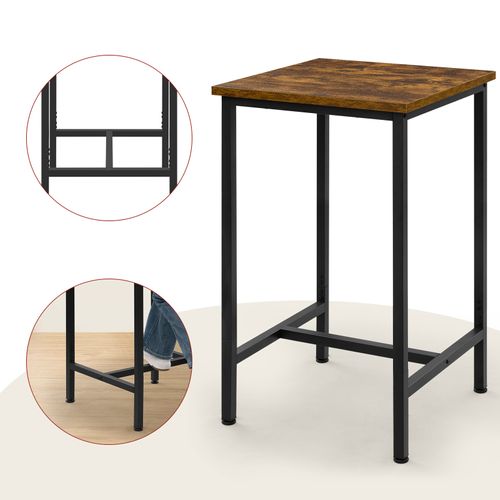 Table Bar, Table Haute Cuisine, Mange Debout, Structure En Métal, Marron Rustique + Noir