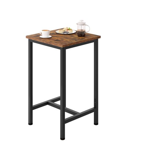Table Bar, Table Haute Cuisine, Mange Debout, Structure En Métal, Marron Rustique + Noir