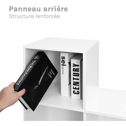 Étagère De Rangement Avec 10 Cubes, Bibliothèque En Bois D'ingénierie, Blanc, 120x30x120cm