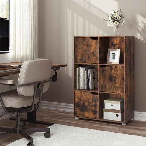 Bibliothèque Étagère De Rangement, Meuble Cube 59,6x29x91cm, En MDF, Marron Rustique