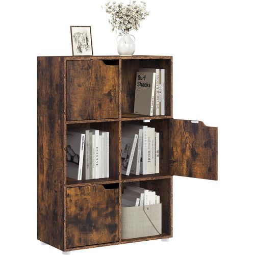 Bibliothèque Étagère De Rangement, Meuble Cube 59,6x29x91cm, En MDF, Marron Rustique