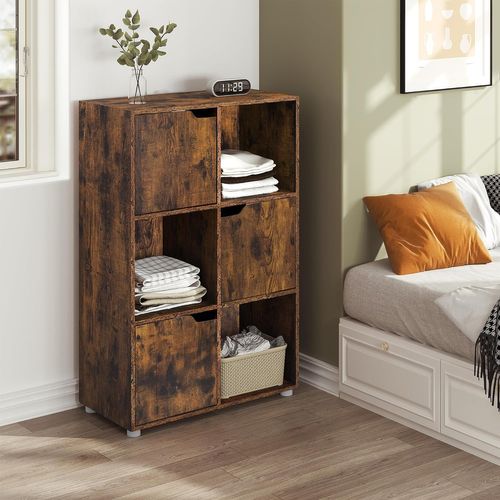 Bibliothèque Étagère De Rangement, Meuble Cube 59,6x29x91cm, En MDF, Marron Rustique