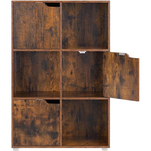 Bibliothèque Étagère De Rangement, Meuble Cube 59,6x29x91cm, En MDF, Marron Rustique