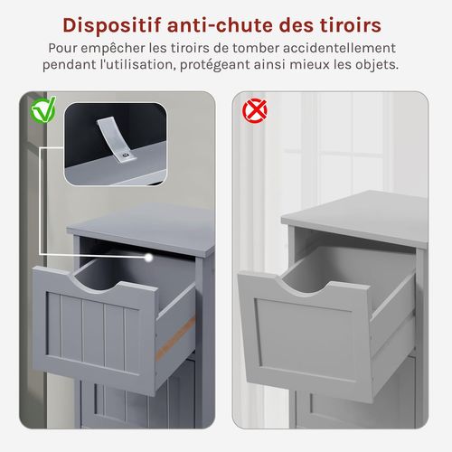 Meuble Salle De Bain, Commode 4 Tiroirs, Armoire Salle De Bain Rangement, 30x82x30cm
