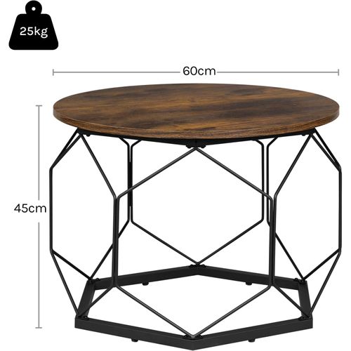 Table Basse Ronde, Table De Canapé, Table à Café, Table D'appoint En Métal, Marron Rustique+noir