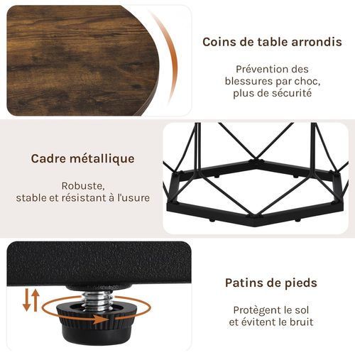 Table Basse Ronde, Table De Canapé, Table à Café, Table D'appoint En Métal, Marron Rustique+noir