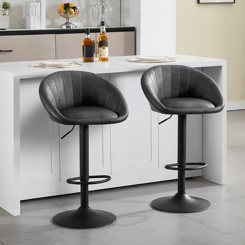 Tabouret Bar,Chaise De Bar,Pivotante,Hauteur Réglable,Rembourré En Similicuir Vintage,Anthracite