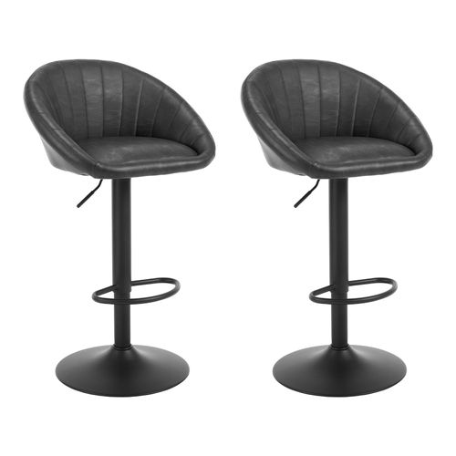 2xTabouret Bar,Chaise De Bar,Pivotante,Hauteur Réglable,Rembourré En Similicuir Vintage,Anthracite