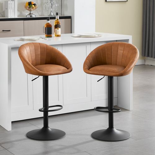 4 X Tabouret Bar, Chaise De Bar, Pivotante, Hauteur Réglable,Rembourré En Similicuir Vintage,Marron