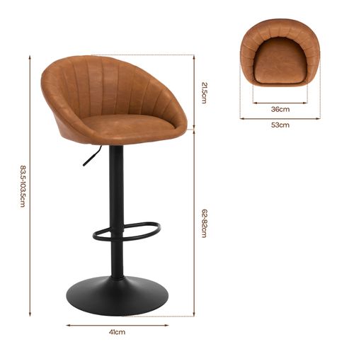 4 X Tabouret Bar, Chaise De Bar, Pivotante, Hauteur Réglable,Rembourré En Similicuir Vintage,Marron